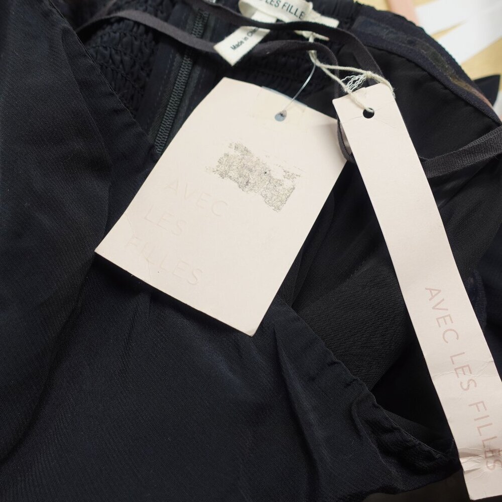 Avec Les Filles Skirt Over Pants Jumpsuit Strapless in Black Women's size 2 NWT - Picture 8 of 12